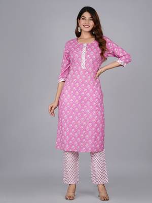 Pink cotton printed kurti 4