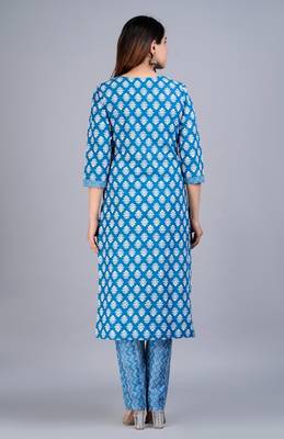 Blue cotton printed kurti 4