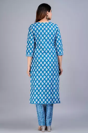 Blue cotton printed kurti