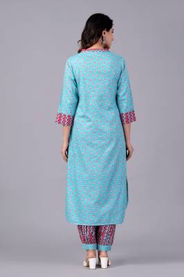 Tourquise cotton printed kurti 2
