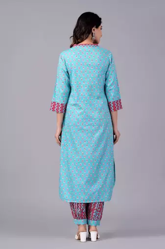 Tourquise cotton printed kurti