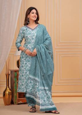 Green cotton printed kurti 1
