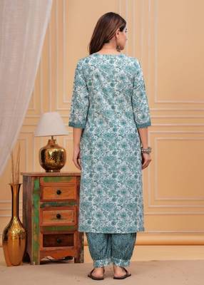 Green cotton printed kurti 2
