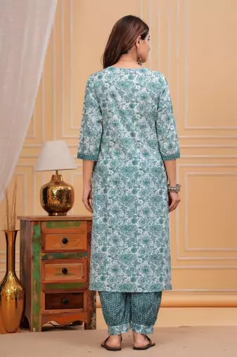 Green cotton printed kurti