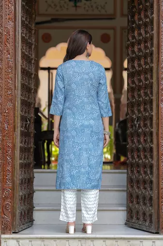 Blue cotton printed kurti