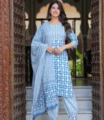 Blue cotton printed kurti