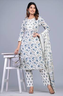 Blue cotton printed kurti 3