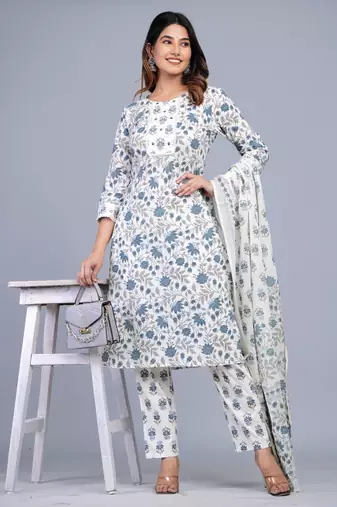 Blue cotton printed kurti