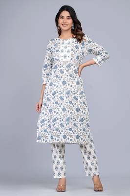 Blue cotton printed kurti 4