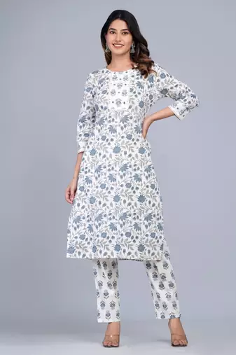 Blue cotton printed kurti