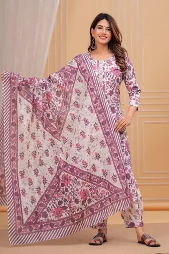 Pink cotton printed kurti