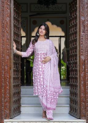 Pink cotton printed kurti 1