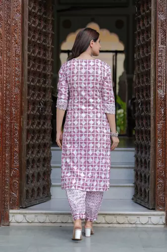 Pink cotton printed kurti