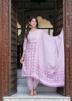 Pink cotton printed kurti 3