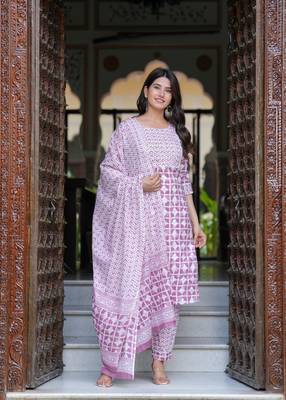 Pink cotton printed kurti 4