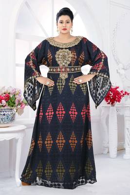 Moroccan Kaftan Dress Arabic Abaya Maxi Hand Beaded Caftan Farasha Floor Length Party Wear Wedding Gown 1