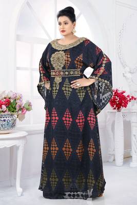Moroccan Kaftan Dress Arabic Abaya Maxi Hand Beaded Caftan Farasha Floor Length Party Wear Wedding Gown 3