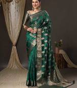 Light green organza saree with blouse for wedding