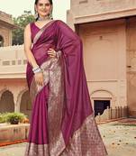 Purple organza saree with blouse for wedding