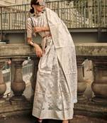 White organza saree with blouse for wedding