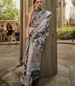 Grey organza saree with blouse for wedding