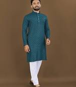 Rama embroidered mandarin collar sequence thread work kurta