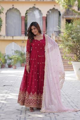 pink designer readymade long kurti  with Embroidery Zari Sequins-work 5