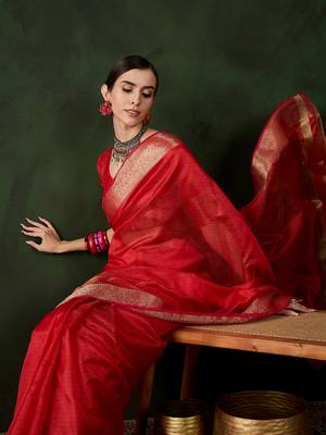 Red cotton-silk saree for festival 4
