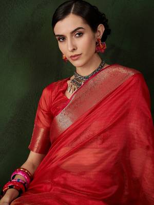 Red cotton-silk saree for festival 5