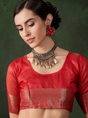 Red cotton-silk saree for festival 6