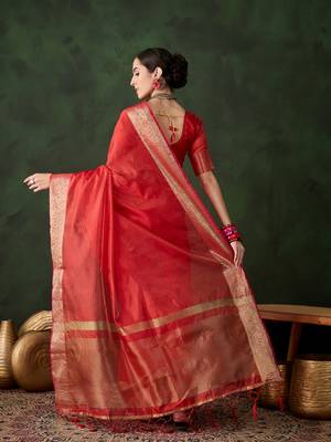 Red cotton-silk saree for festival 7