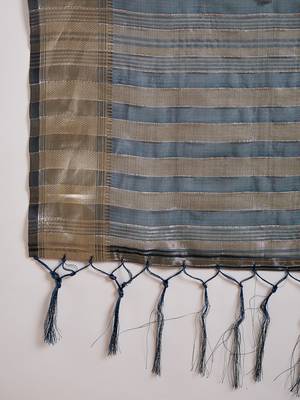 Navy blue cotton-silk saree for women 7