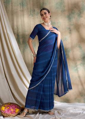 Navy blue glitter georgette saree for women 3