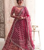 Magenta Silk Fabric Thread, 3Mm Sequins With Jari And Codding Dori Embroidery Work