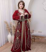 Red Georgette Zari Work Kaftan Dress