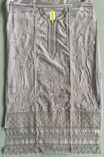 Lavender embroidered faux georgette salwar suit