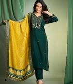 Green  dola  kurti bottom  dupatta set