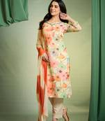 White  cotton  kurti bottom  dupatta set