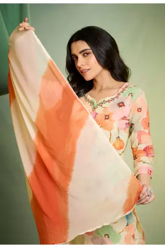 White  cotton  kurti bottom  dupatta set