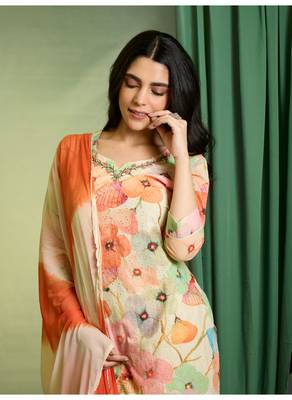 White  cotton  kurti bottom  dupatta set 4