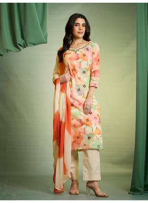 White  cotton  kurti bottom  dupatta set 5
