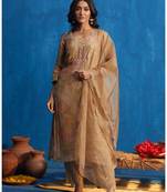 Brown  tissue kurti bottom  dupatta set