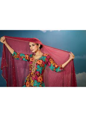 Maroon  organja  kurti bottom  dupatta set 3