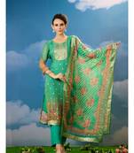 Green  oraganja jacquard  kurti bottom  dupatta set