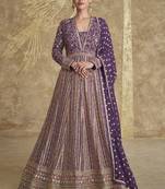 Purple georgette embroidered anarkali suit