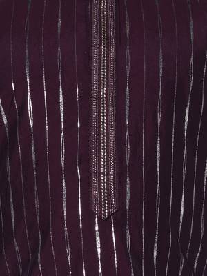 Wine foil stripes woven kurta and pyjama set 4