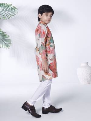 Multicolour floral print cotton kurta and pajama  set 2