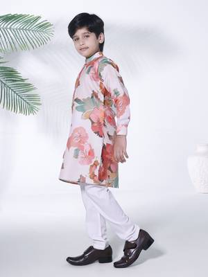 Multicolour floral print cotton kurta and pajama  set 3