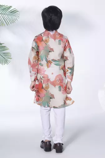 Multicolour floral print cotton kurta and pajama  set