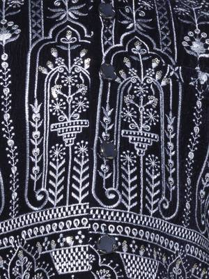 Navy blue zari embriodered coton silk kurta & pant with ethnic jacket 2